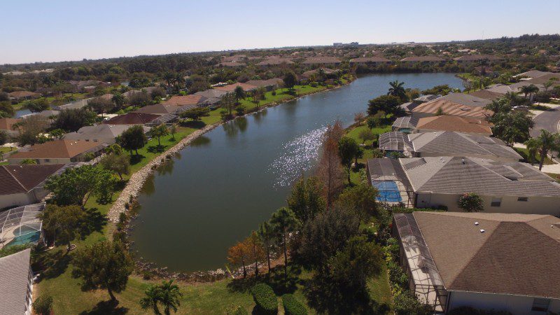 A beautiful lake covered with lakes and tress